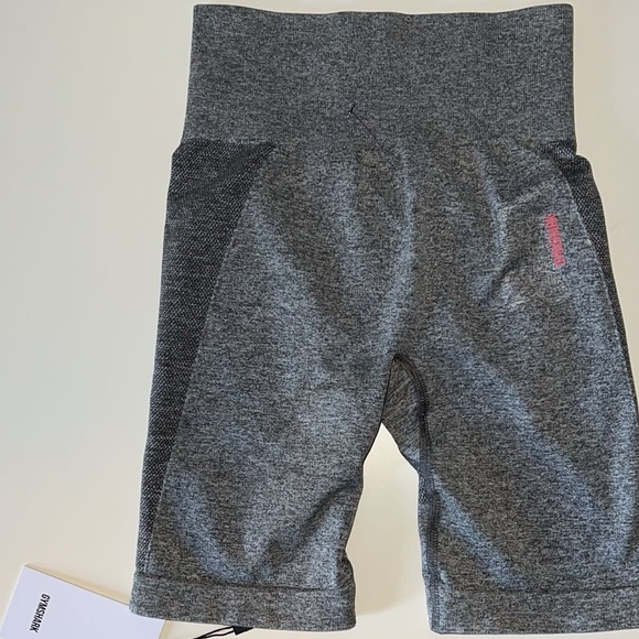 GYMSHARK FLEX CYCLING SHORTS - NEW CHARCOAL MARL/RUBY PINK - EXTRA SMALL. - Picture 5 of 10